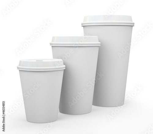 Illustration: White paper cups of coffee isolated on background illustration White paper cups of coffee isolated on background illustration