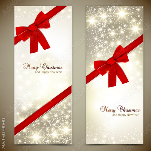Vector: Greeting cards with red bows and copy space. Vector illustration Greeting cards with red bows and copy space. Vector illustration
