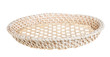 Wickerwork empty yellow breadbasket on white background