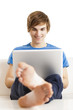 Happy man with a laptop