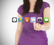 Woman selecting the email application