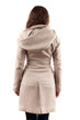 Young Woman Back In Beige Coat