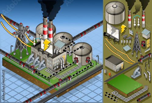 Vector: isometric petroleum plant in production of energy isometric petroleum plant in production of energy