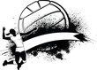 Girl Volleyball Grunge Banner
