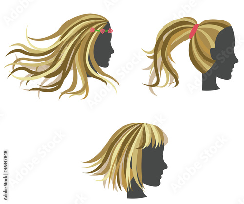 Vector: Golden woman hair model on dummies Golden woman hair model on dummies