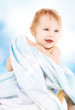 Photo: baby with blue towel baby with blue towel