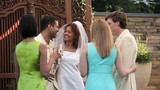 Video: Smiling bride and groom toasting and drinking champagne with friends at wedding reception Smiling bride and groom toasting and drinking champagne with friends at wedding reception