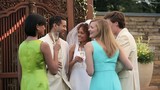 Video: Smiling bride and groom toasting and drinking champagne with friends at wedding reception Smiling bride and groom toasting and drinking champagne with friends at wedding reception