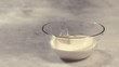 Blueberries falling into bowl of cream (slow motion)