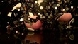 Piggy bank full of coins exploding (slow motion)