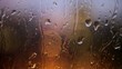 Lights glowing though rain dripping down glass