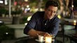 Caucasian man drinking espresso