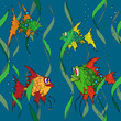 Fish in the sea. Seamless texture.