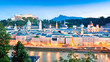 Salzburg panorama at dusk as seen from Kapuzinerberg