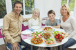 Parents Children Family Healthy Eating Salad Table