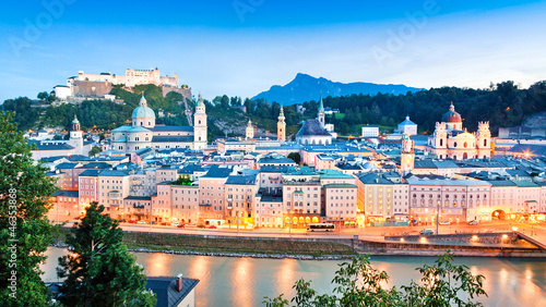 Photo: Salzburg panorama at dusk as seen from Kapuzinerberg Salzburg panorama at dusk as seen from Kapuzinerberg
