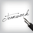 Teamwork Handschrift mit Füller