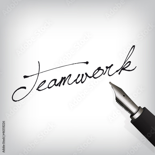 Vector: Teamwork Handschrift mit Füller Teamwork Handschrift mit Füller