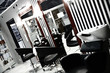 Photo: Interior of luxury modern hairdressing salon in pin-up style Interior of luxury modern hairdressing salon in pin-up style