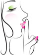 Lady making silence sign vector design