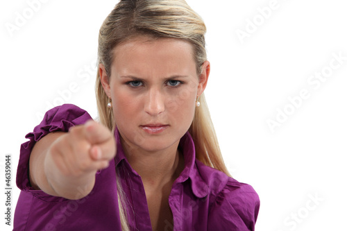 Photo: Angry woman pointing her finger Angry woman pointing her finger