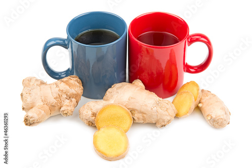 Photo: ginger root and ginger tea ginger root and ginger tea