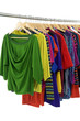 colorful shirt rack on white
