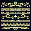 Golden vintage borders & design elements - vector set.