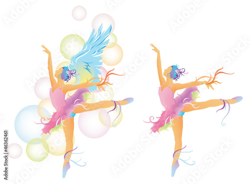 Vector: Ballet dancer with colorful body mix with abstract concept Ballet dancer with colorful body mix with abstract concept