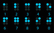 Set of blue digital braille number