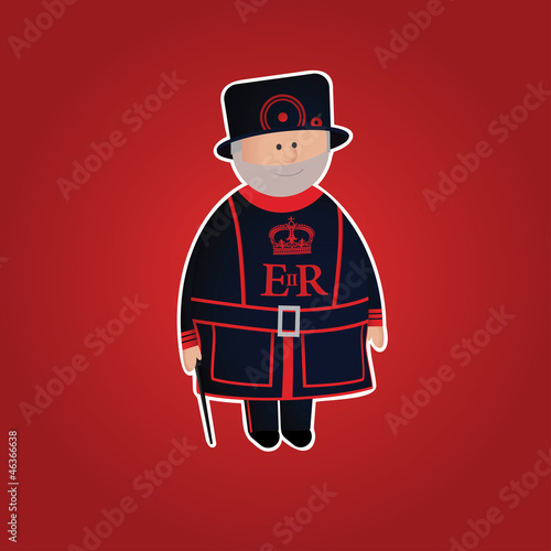 Vector: Cute Tower of London beefeater (Yeomen Warder) character Cute Tower of London beefeater (Yeomen Warder) character