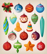 Vector: Set of vintage christmas balls. Colorful isolated icons. Set of vintage christmas balls. Colorful isolated icons.