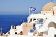 terraces of Firostefani, Santorini at sunset, Greece