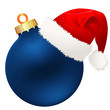 blaue Christbaumkugel mit Nikolausmütze