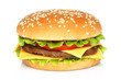 Big hamburger on white background