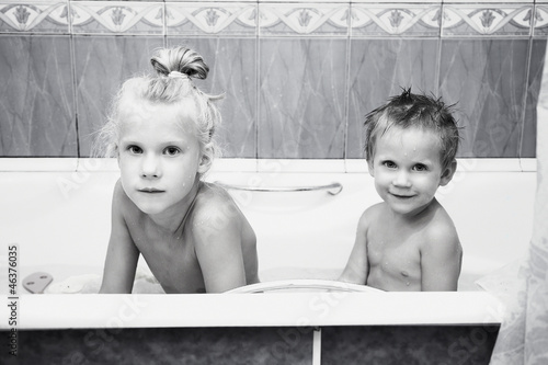 Photo: Young children in bathroom Young children in bathroom