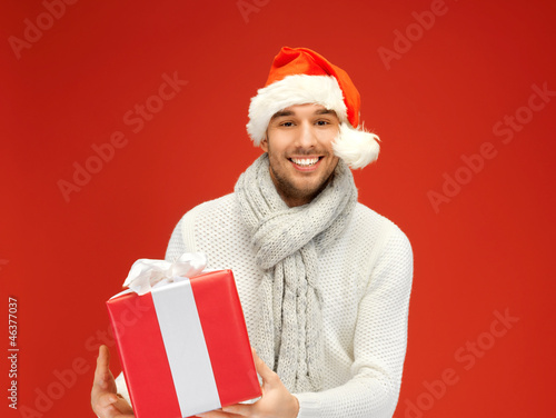 Photo: handsome man in christmas hat handsome man in christmas hat