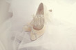 White shoes of the bride on a white background