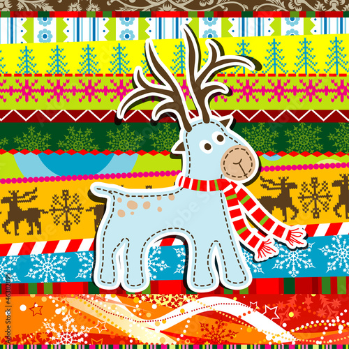 Vector: Scrapbook christmas patterns greeting card for design Scrapbook christmas patterns greeting card for design