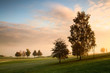 On the golf course in autumn in the mist in Prague
