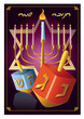 Hanukkah menorah with  candles and  dreidel