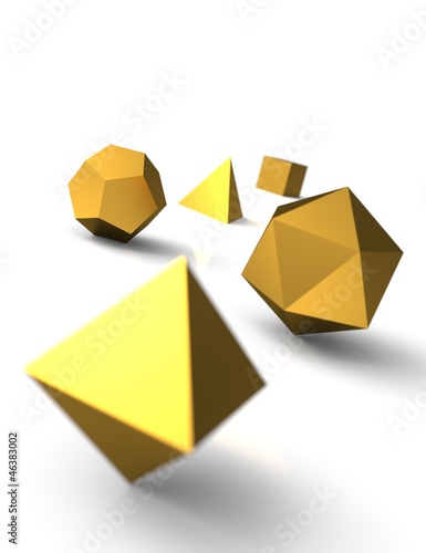 Illustration: Platonische Körper in 3D - Edel Gold 3 Platonische Körper in 3D - Edel Gold 3