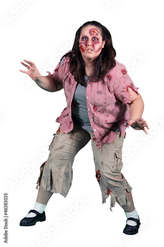 Photo: A Female Zombie Horror on White A Female Zombie Horror on White