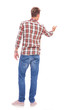 casual man pointing at something