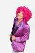 man in disco costume