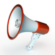 Retro megaphone isolated on white. 3d render illustration