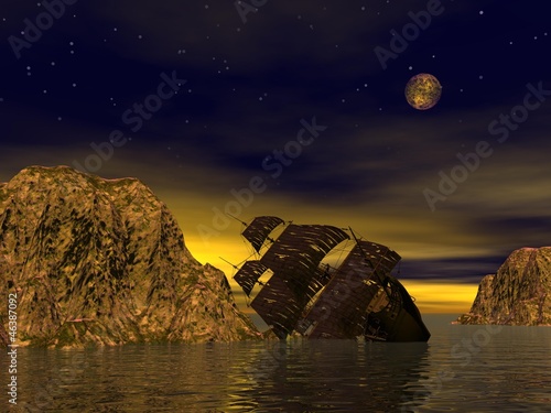 Illustration: Wreck old boat Wreck old boat