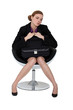 Shy applicant waiting on an armchair