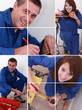 Male and female plumbers