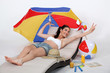 woman at beach enjoying paid leave